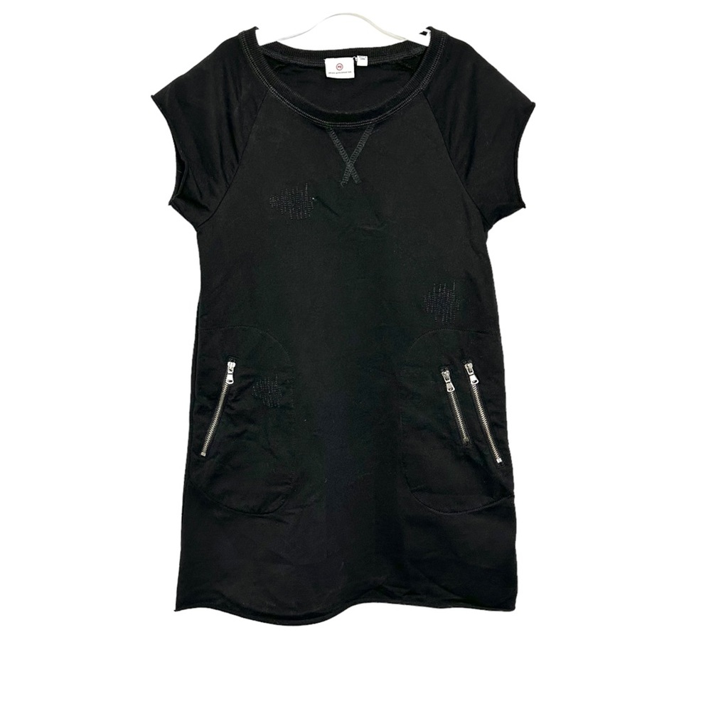 Adriano Goldschmied Girls Sz 6X Black Tunic Dress Kids Raw Hem Embroidered